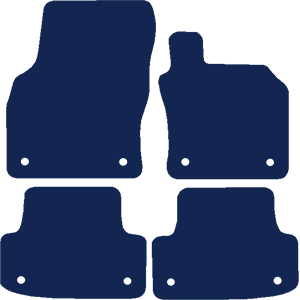 Audi A3 & S3 Sportback 5dr 2012-2020 (8 Clips) Car Mats // Black Motor, White Trim, Carpet Heelpad