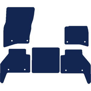 Land Rover Defender 130 5 seat 2023+ Car Mats // Black Elite, White White Stitch Trim, No Heelpad